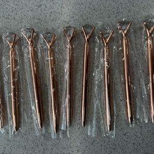 Rose gold pens with crystal diamond